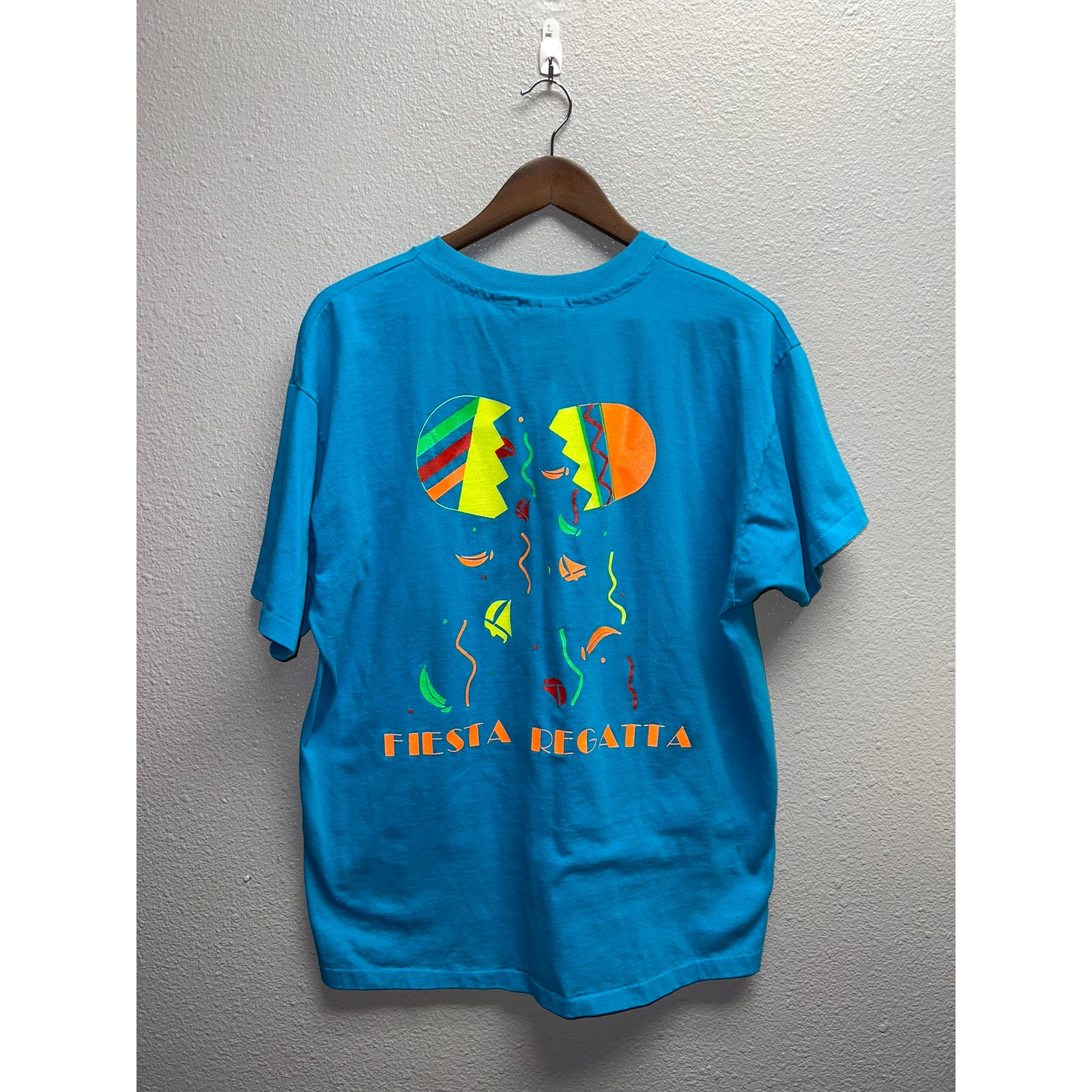 Vintage Regatta Shirt Fiesta Regatta Ayc Boat Graphic Blue Sail Boat Tee Large